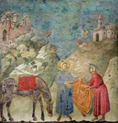 聖フランシスは見知らぬ人に彼のコートを与えます、1296-97